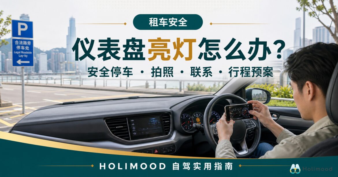 香港租车途中仪表盘亮灯，司机安全停车后拍摄警示灯并联系租车公司