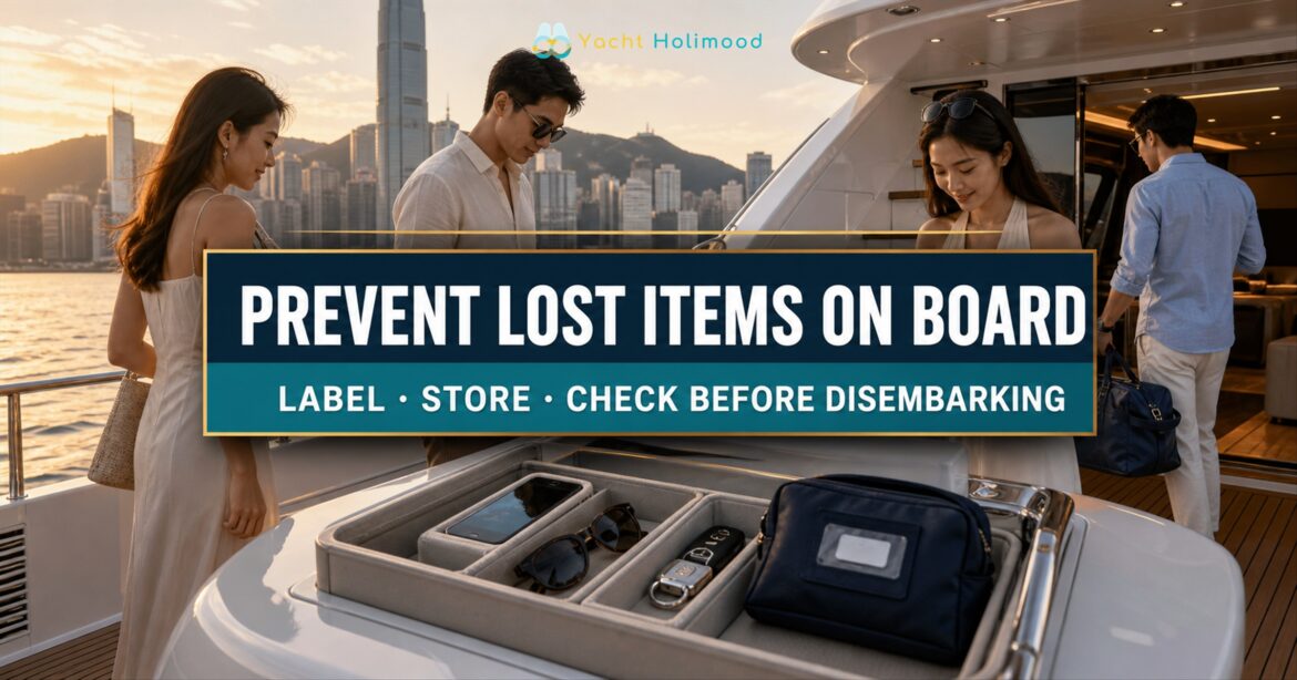 Hong Kong yacht guests check centrally stored phones, keys, sunglasses and small bags before disembarking