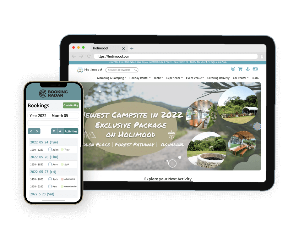 Holimood x Booking Radar - Largest Outdoor Activities Reservation Platform in Hong Kong
