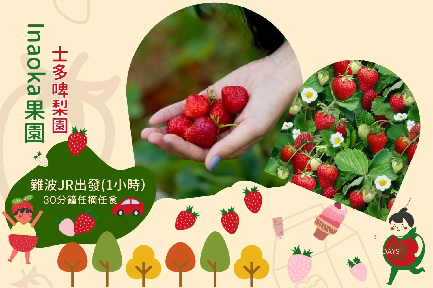 Youngs Holiday 悠揚假期 - 潛水旅遊、自駕遊、日本露營車 【莓香四溢】大阪Inaoka 水果園30分鐘草莓吃到飽體驗 1